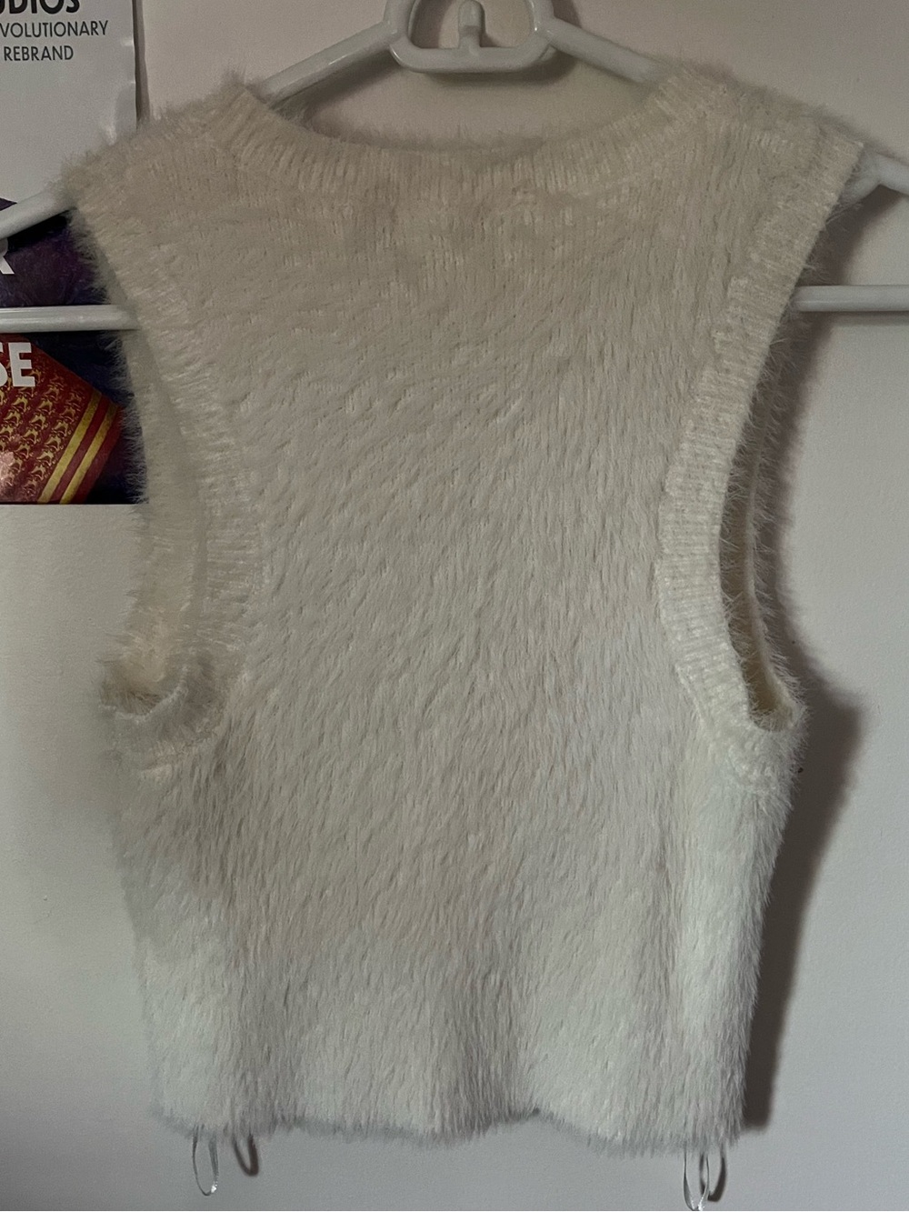 Pretty Garbage Cream Fuzzy Heart-Button Tank - Picture 2 of 3